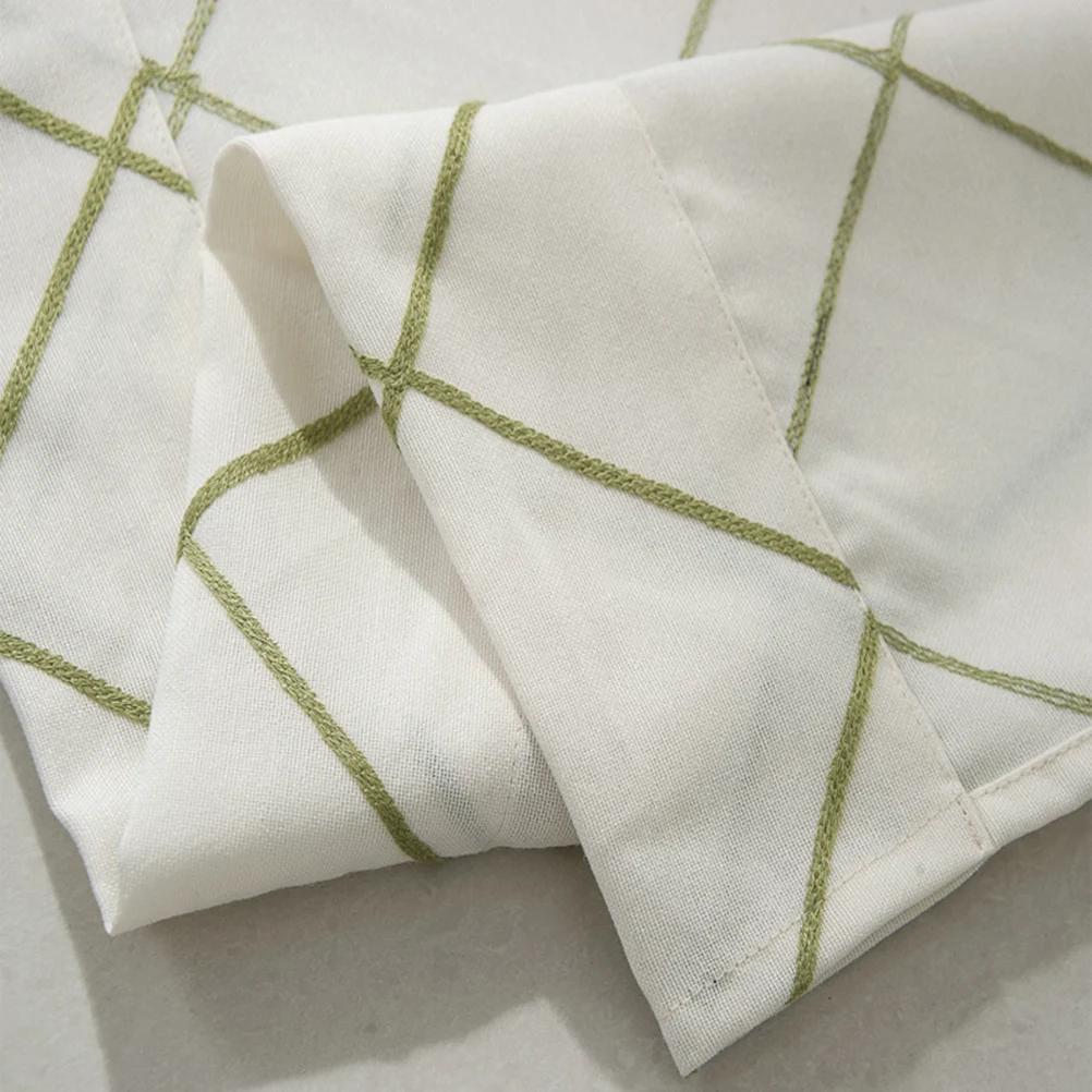 

Household Short Curtain Sector Window Short Curtains Kitchen Bar Cabinet Green Geometric Thread Pattern Shading Window