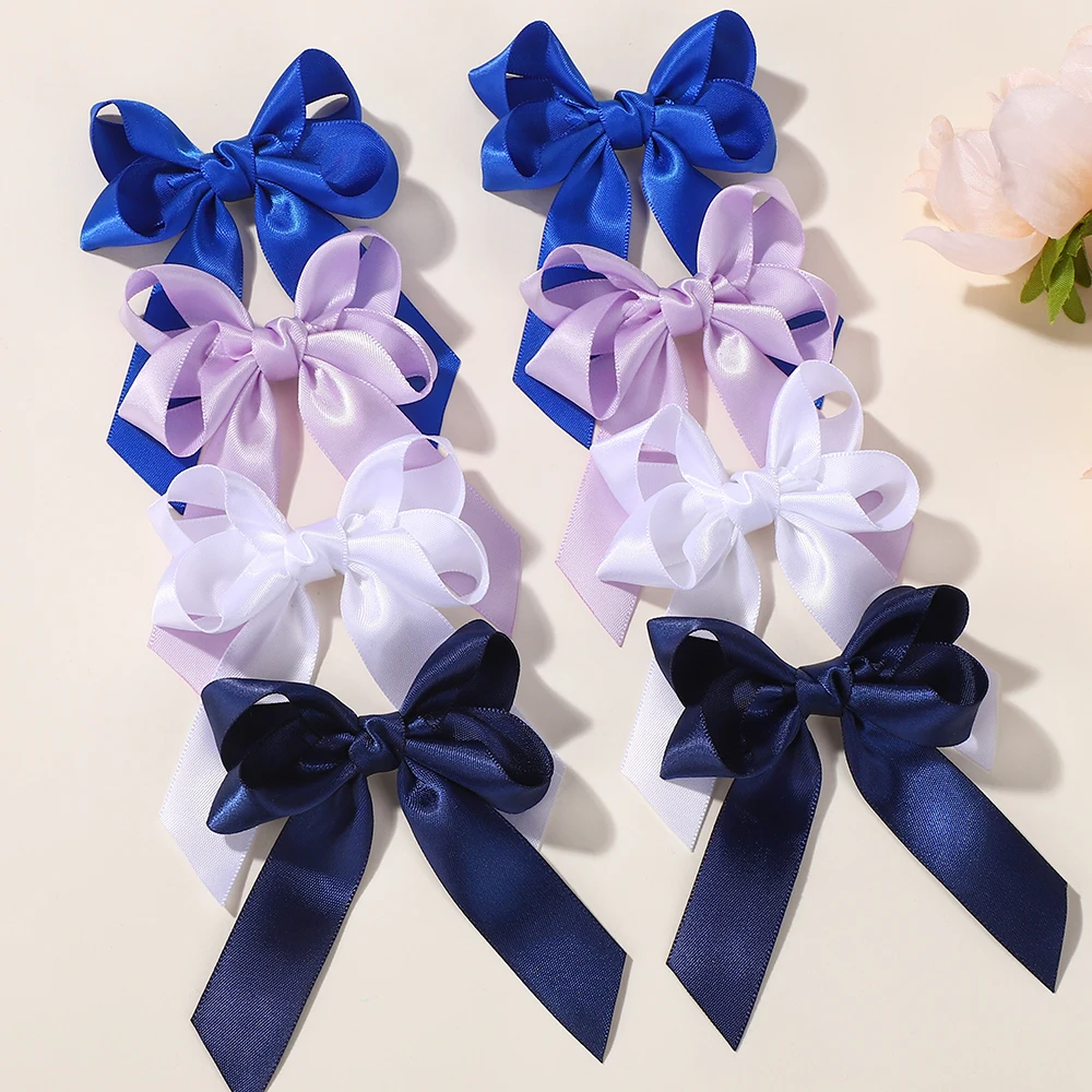 2pcs/set Large Satin Ribbon Bows Hair Clip for Women Girls Sweet Ponytail Holder Bowknot Hairpin Barrettes Hair Accessories Gift