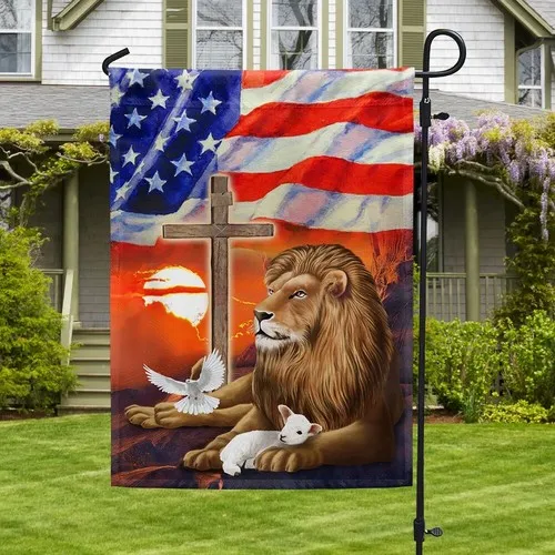 Lion and Lamb Christian Cross American Flag Graden Flag XXH LLP LLX uui