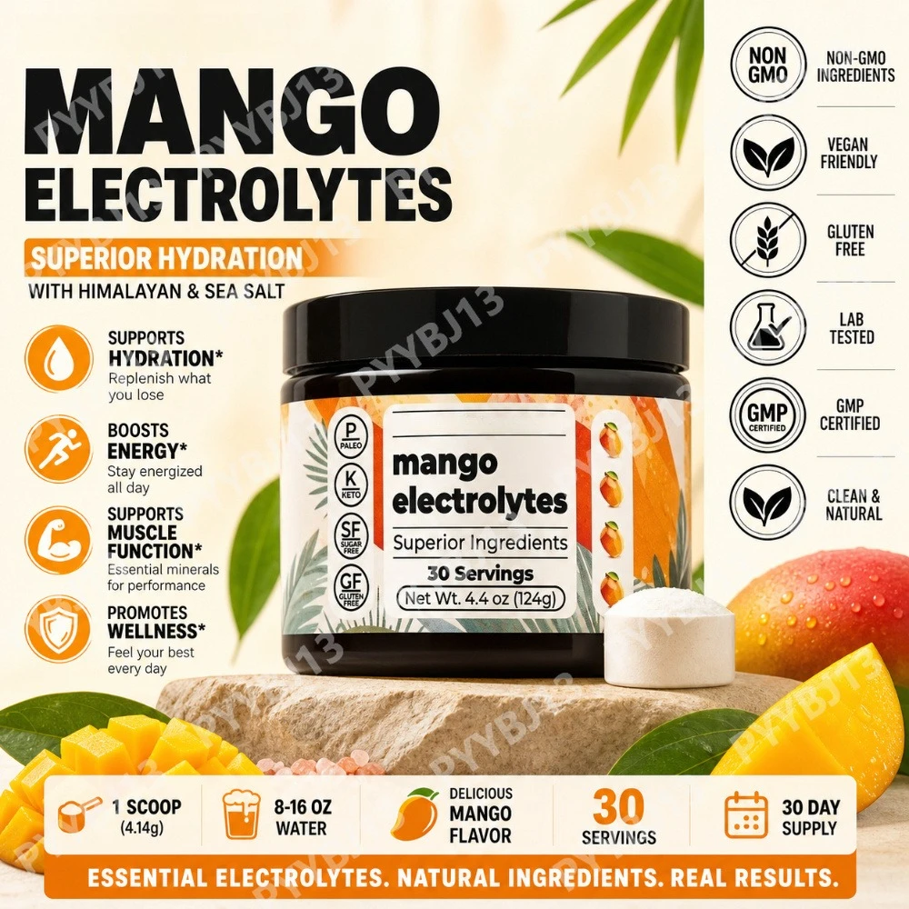 Electrolyte Powder Sugar Free Hydration Drink Mix Energy Himalayan Pink Salt Magnesium Glycinate Potassium Adult 30 Servings