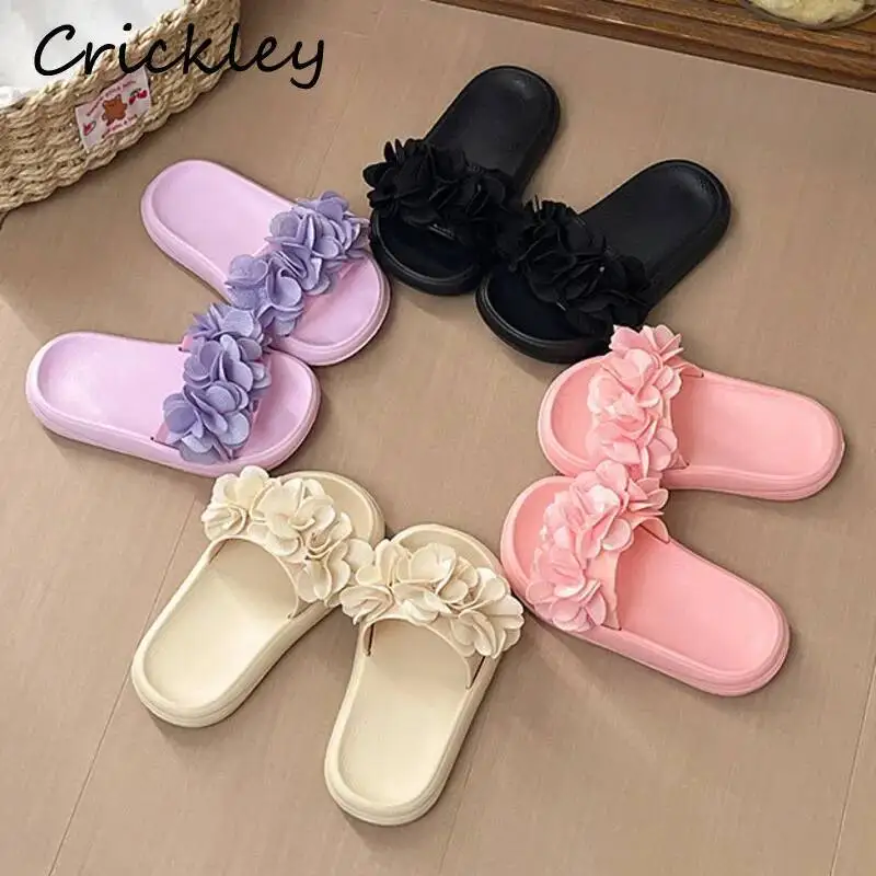 

Summer Flowers Girls Slippers Solid EVA Soft Bottom Children Princess Slippers Fashion Non Slip Kids Beach Shoes