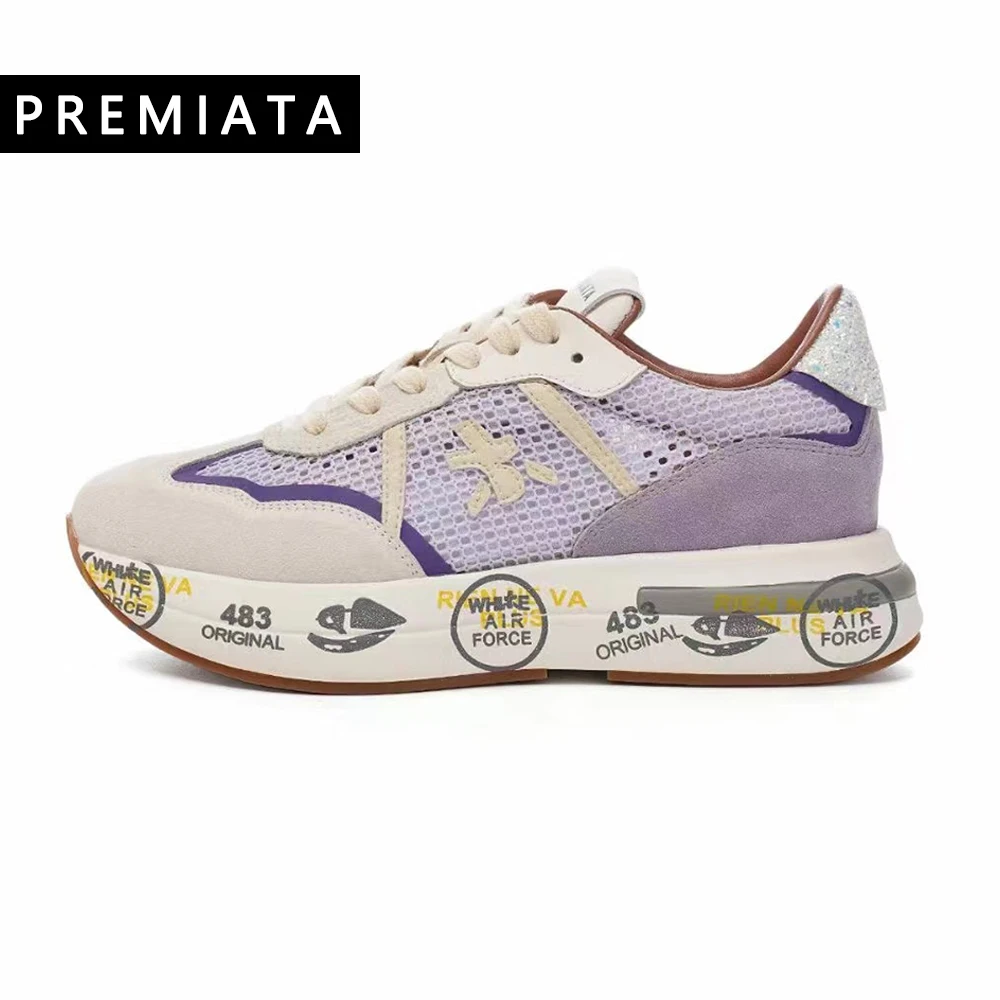 PREMIATA-Sapatos esportivos retrô de camurça, sapatos de malha respirável, simples e confortável, baixo-top, na moda, sapatos casuais para vida