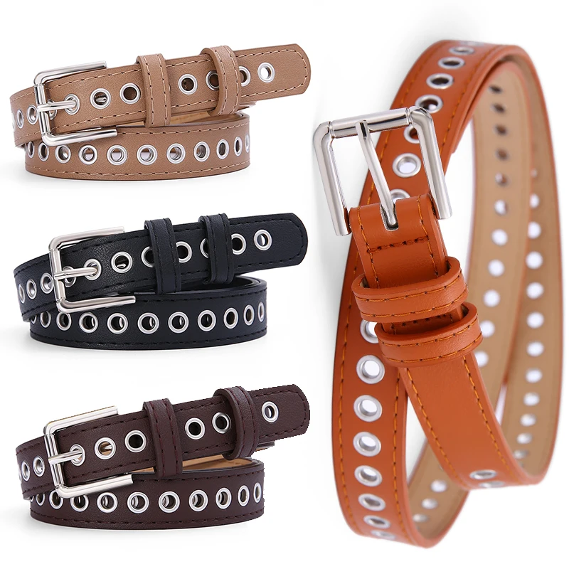 New Women's Belt Metal Full Eye Belt Non Perforated Korean Versatile Fashion Hollow Decoration Pants Belt