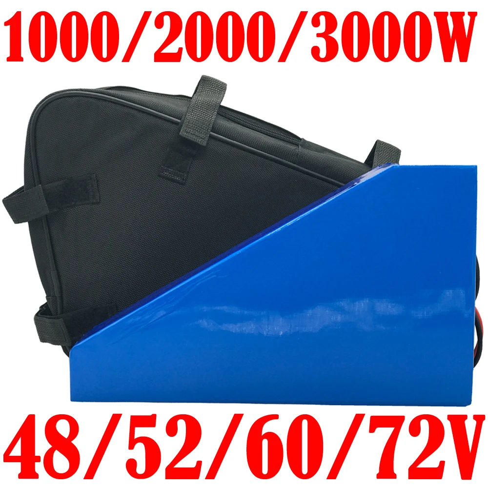 18650 Cell eBike Battery 48V 52V 60V 72V 20AH 25AH 30AH 35AH Triangle Electric Bike Lithium Battery For 2000W 3000W Bafang Motor