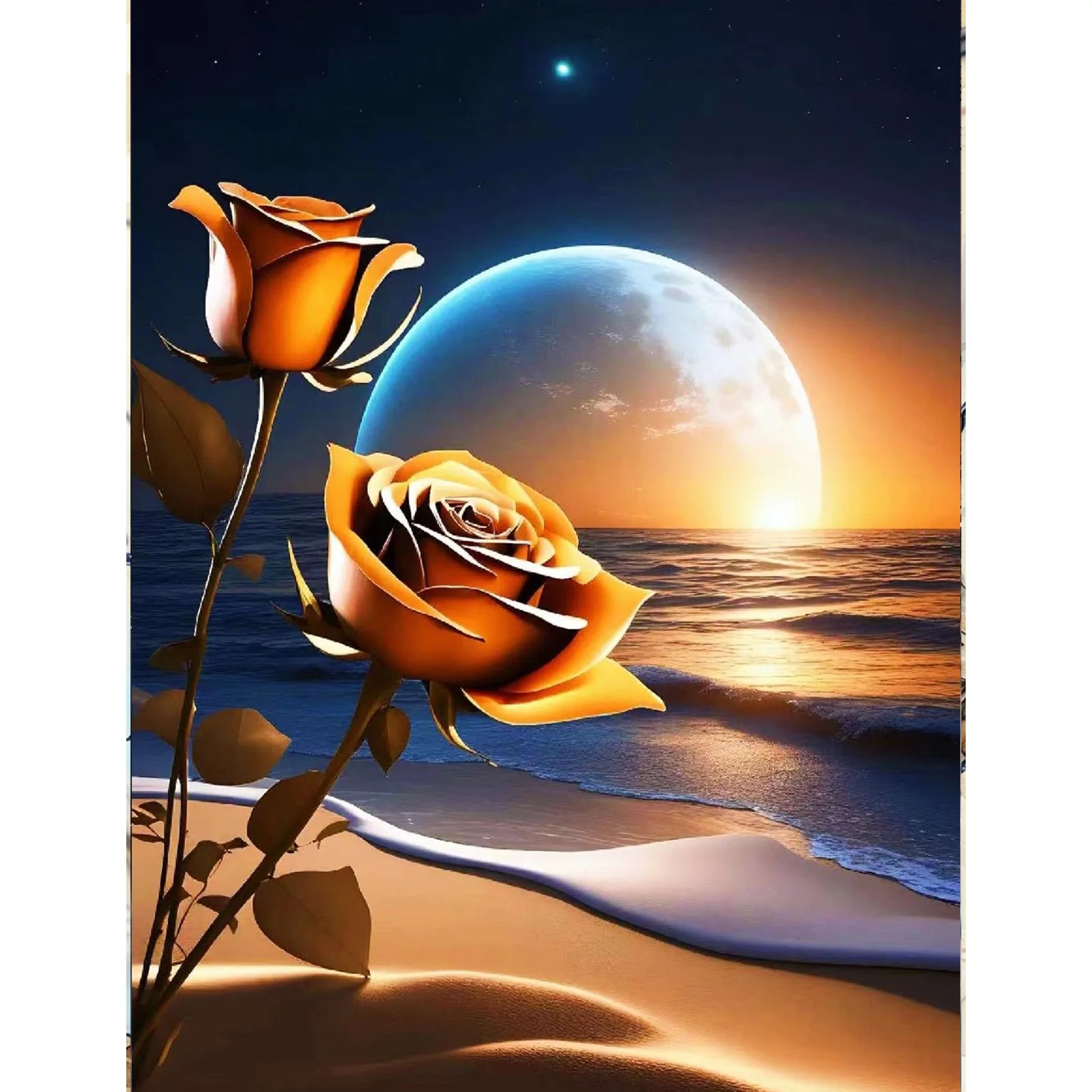 

5D Diamond Art Painting,Round Rhinestone roses Full Rhinestone DIY Diamond Art Painting, Decorative Painting40*50cm/15.75*19.6in