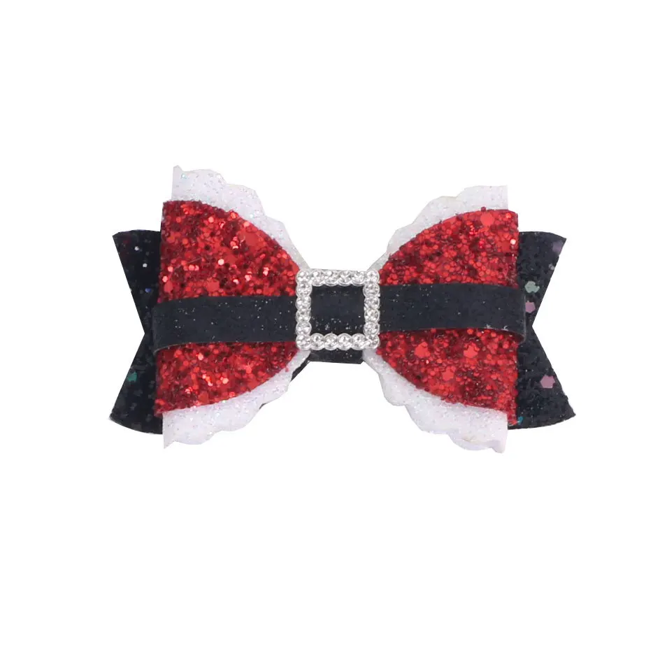 24pc Diamond-Encrusted Christmas Bows Hair Clip Santa Barrettes for Girls Premium Hair Accessories for Party Wedding Photogra