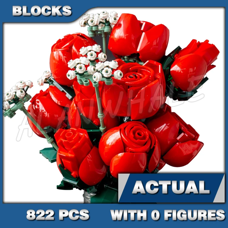 

822pcs Creator Expert Bouquet of Roses Valentine Decor Botanical Collection 80822 Building Blocks Toy Compatible With Model