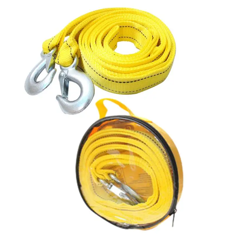 

Yellow Recovery Strap Tow Rope With Hooks Truck Tow Rope Truck Straps Atv Tow Strap Rope For Towing Vehicles in Roadside