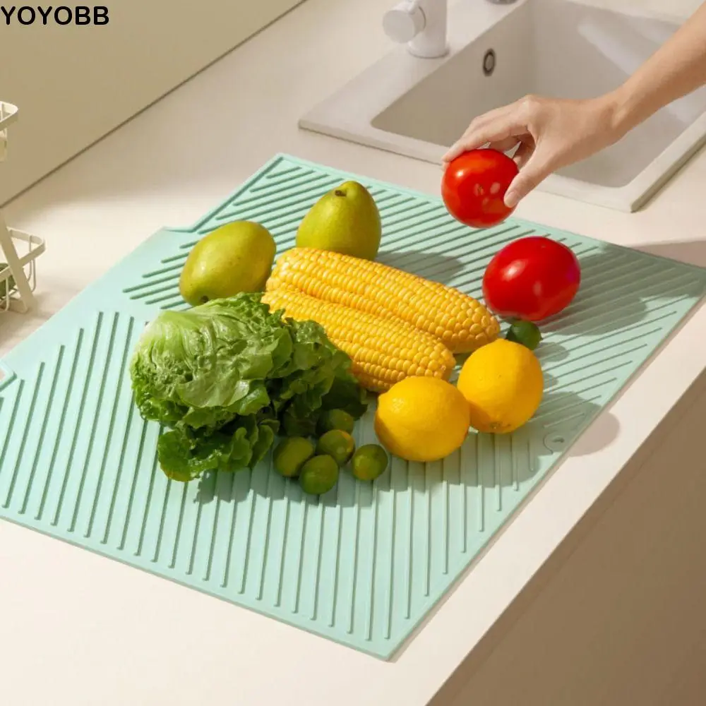 

Anti-slip Silicone Draining Pad Heat Resistant Twill Texture Placemats Thickened Large Size Cup Storage Pad Table