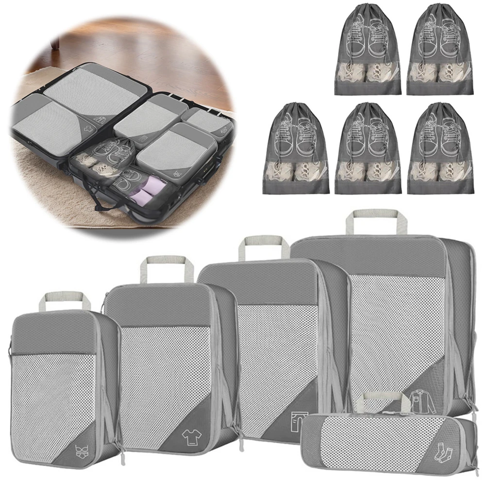 10 Piece Compression Packing Cubes Set for Travel