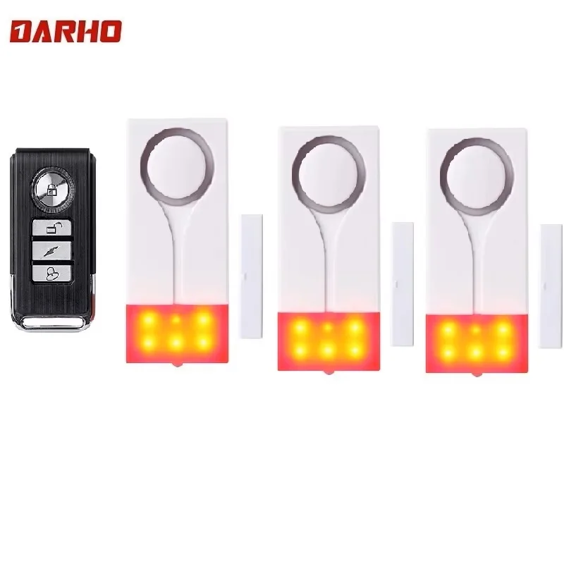 Darho 433MHz Red Flash 120dB Home Alert InfraredWindow Door Sensor Monitor Wireless Security Alarm System+ Remote Controler