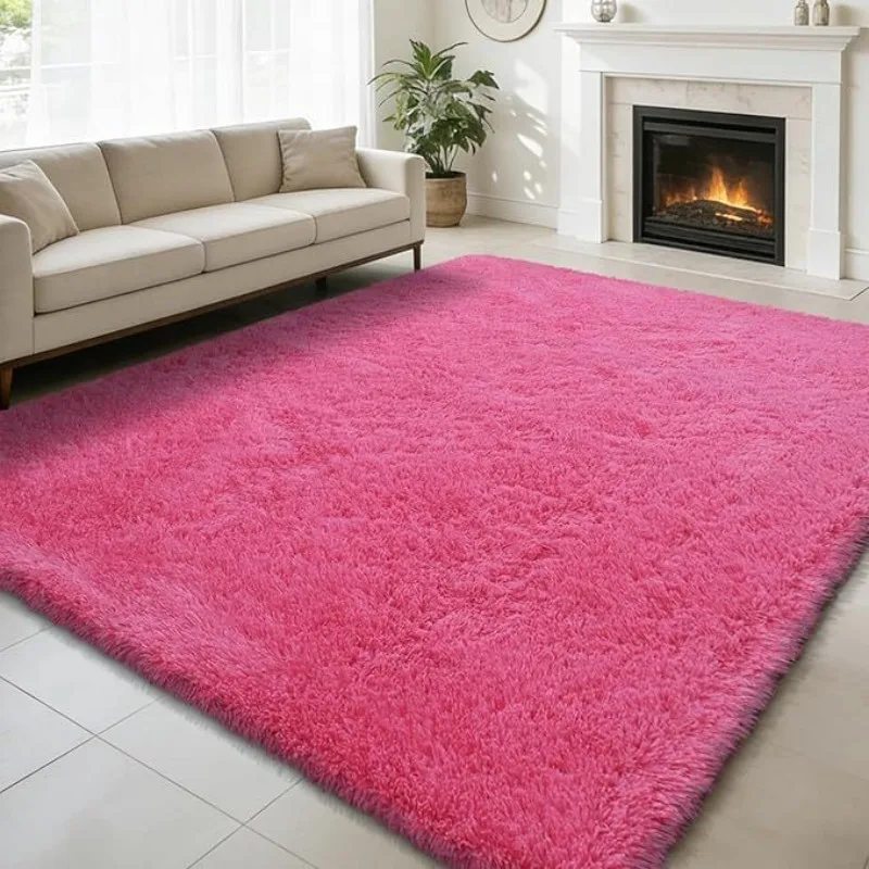 VIKAMA Cream White Fuzzy Area Rug Soft Plush Machine Washable Living Room Living Room Decor High Traffic Shaggy Home Decor