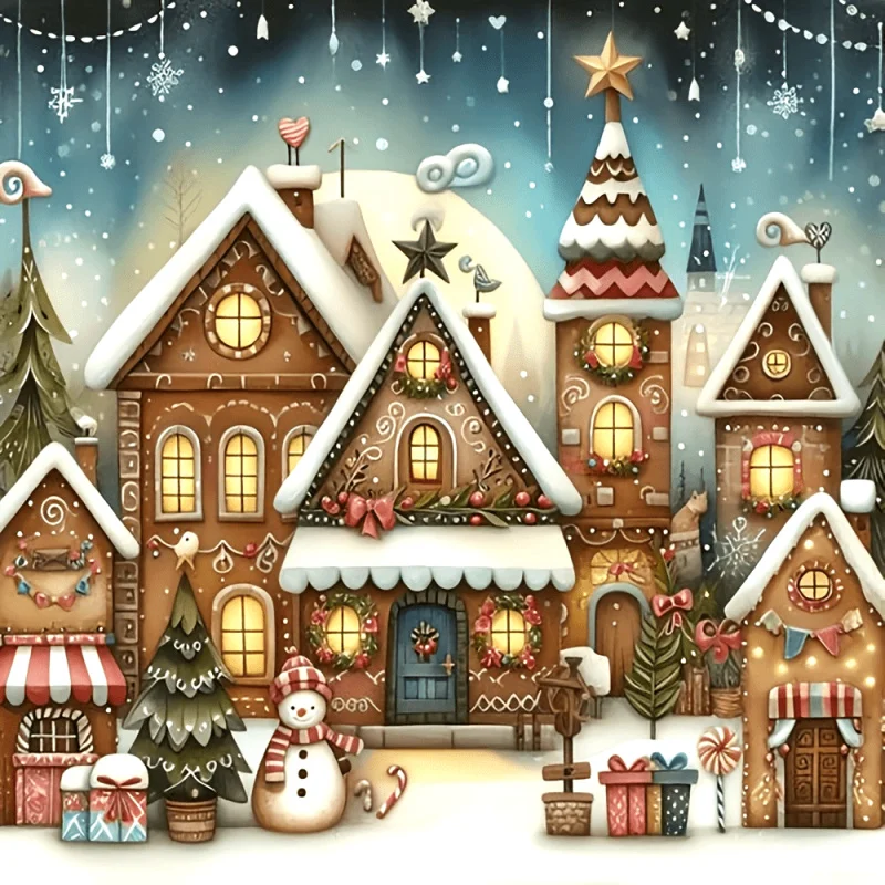 DIY 5D Diamond Painting Kit Christmas Town Mosaic Full Round Diamond Embroidery Handmade Art Creative Home Decoration Ideal Gift