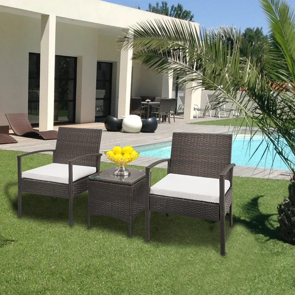 

TY-3pcs 2pcs Arm Chairs 1pc Coffee Table Sofa Set Brown Gradient