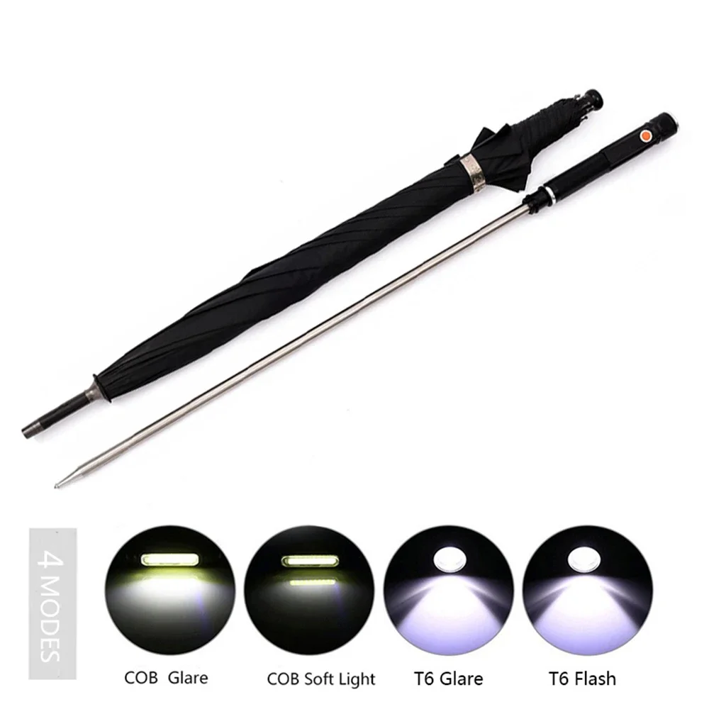 NF 2-In-1 Self-Defense Walking Stick with UV Protection Rechargeable Waterproof Zoomable Flashlight Portable Camping Emergency U