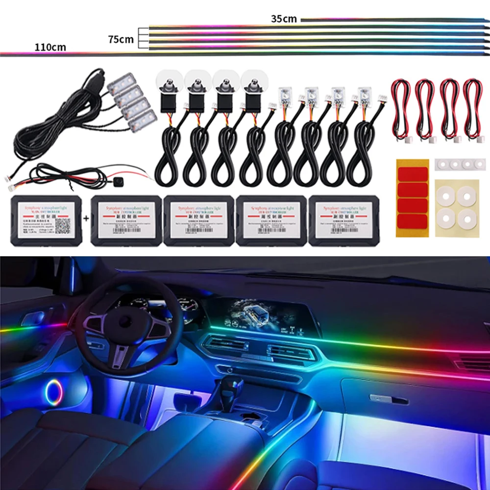 18-in-1-car-ambient-light-64-color-rgb-symphony-decoration-interior-acrylic-guide-led-strip-light-atmosphere-lamp-by-app-control