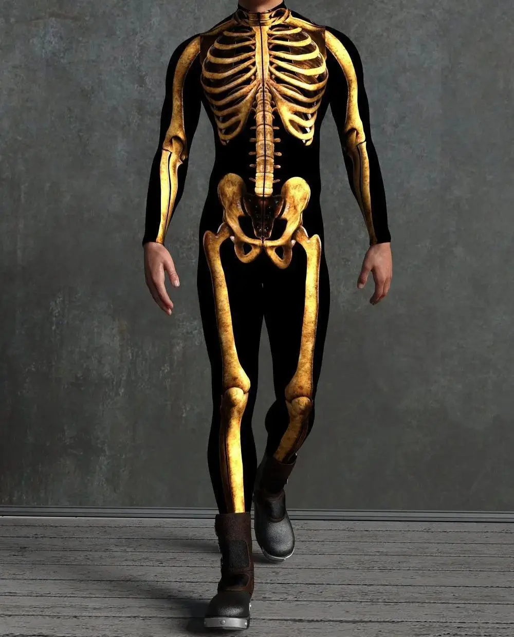 POP Halloween-Skelett-Cosplay-Overall mit Daumen, bunter Kunstdruck, Bodysuit mit Reißverschluss vorne, Catsuit, Themenparty-Outfit, Rave-Outfit – Detail 18