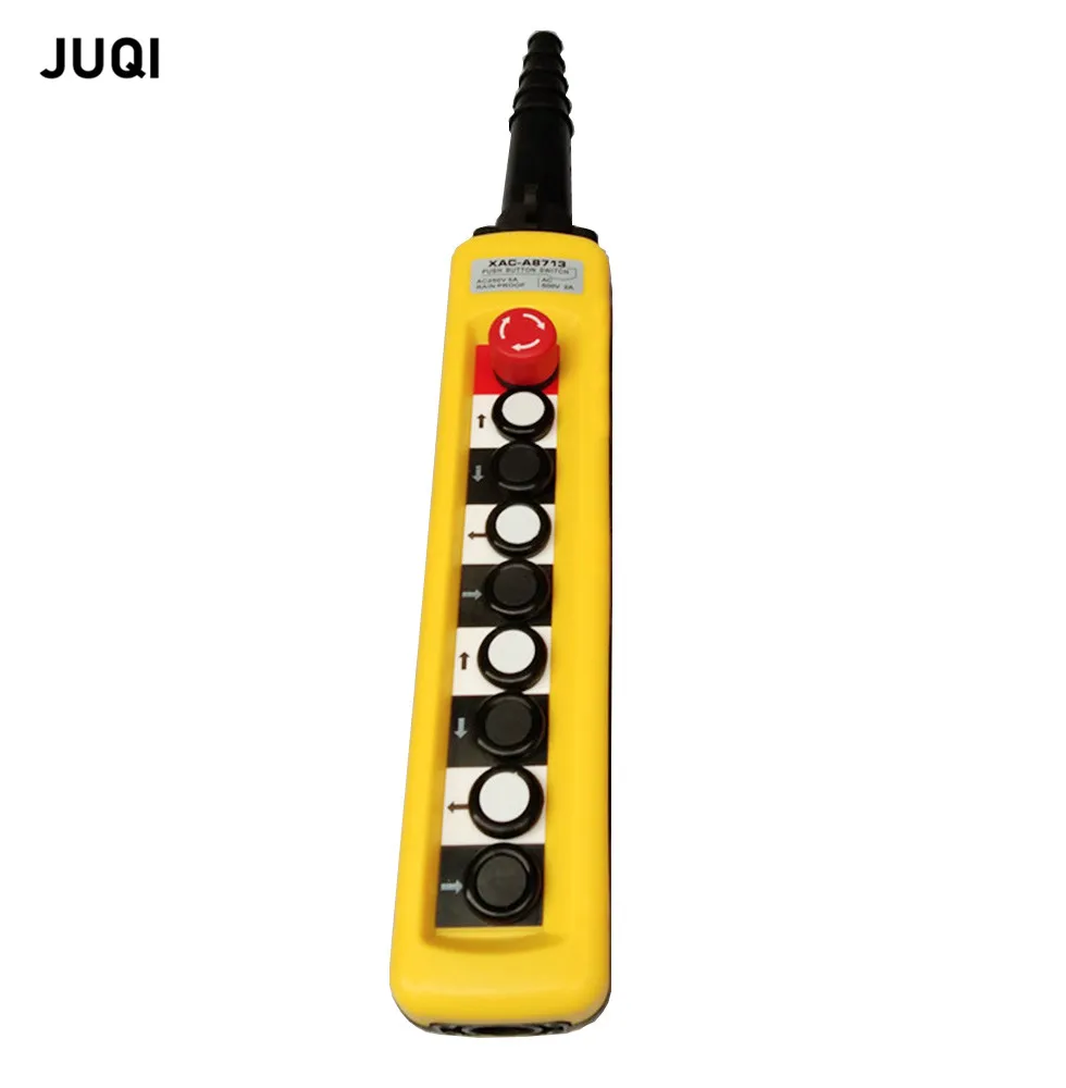 XAC-A8713 9 Buttons+ stop Rainproof Industrial Electric Crane Hoist Control Push Button Switches 250V 5A Yellow