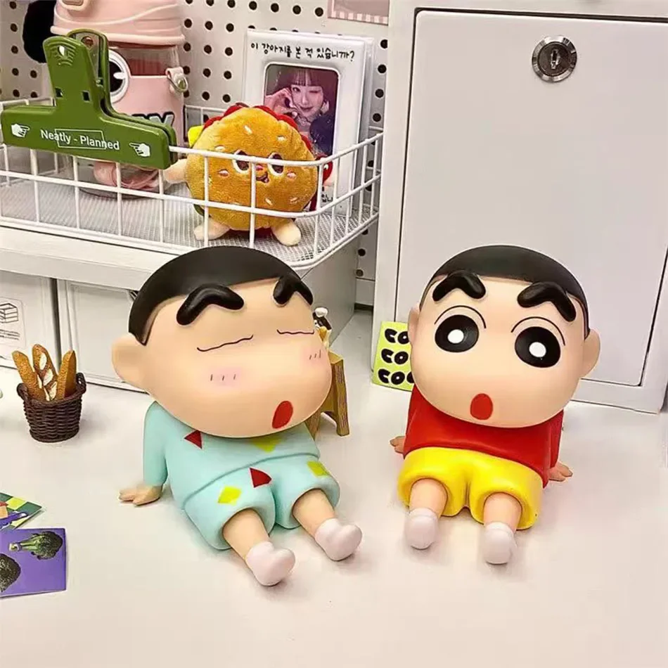 Crayon Shin-Chan Phone Holder Kawaii Anime Desktop Ornaments Cartoon Watching TV Phone Support Cute Doll Decorations toy Gifts