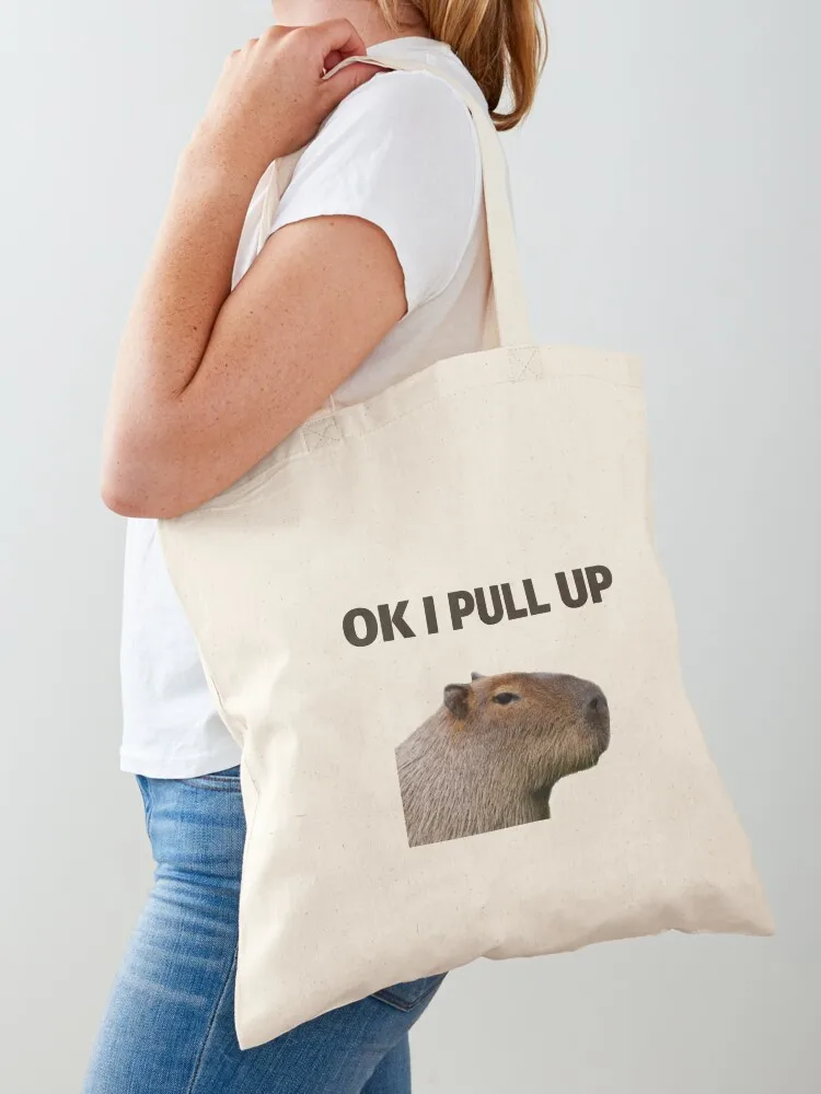 Capybara Meme - Ok I Pull Up Tote Bag sac pour femme حقيبة قماش مخصصة للمتسوقين #1