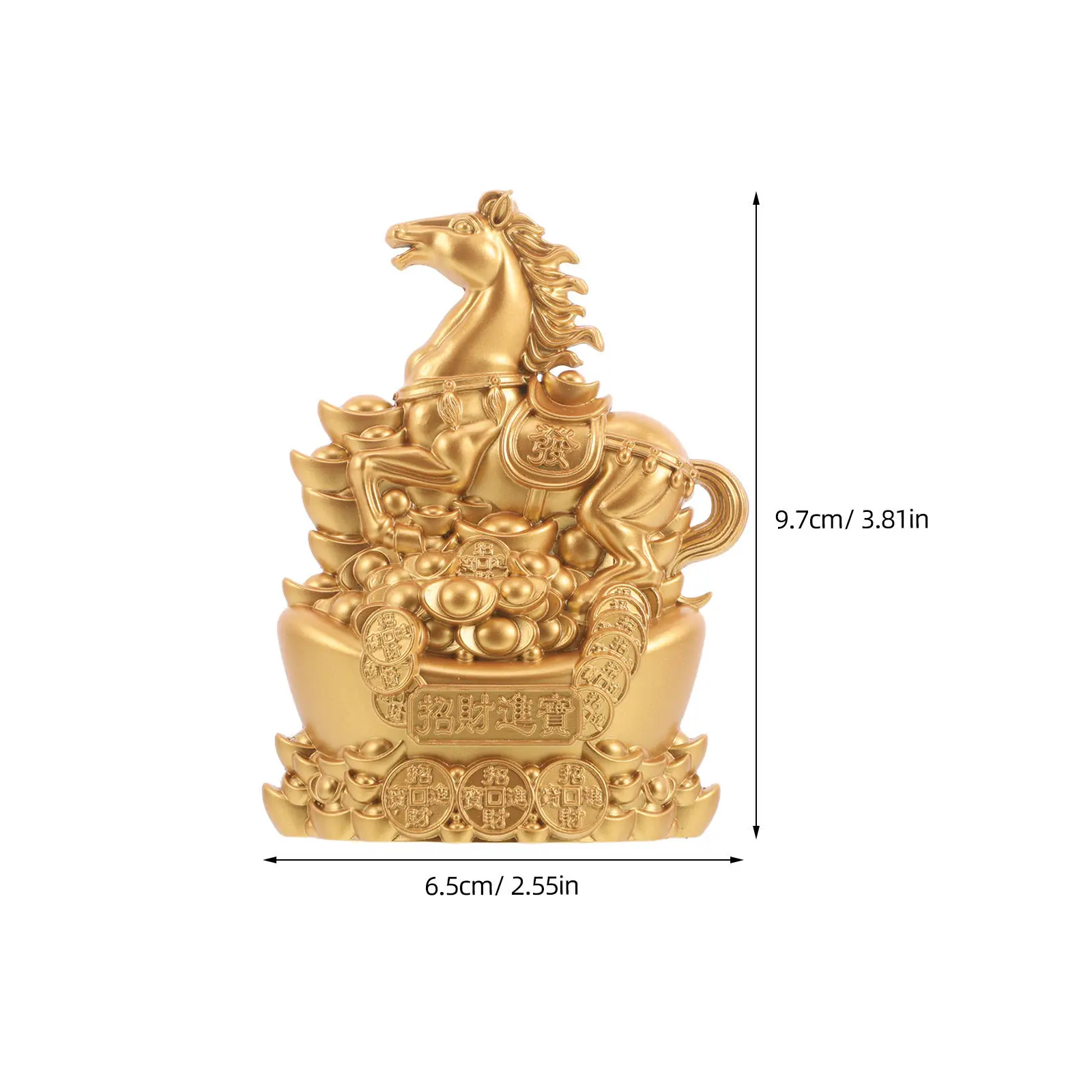 Feng Shui Metal Horse Statue Stepping on Ingot Chinese Zodiac 2026 Year of The Horse Prosperity Luck Ornament for Desk Home