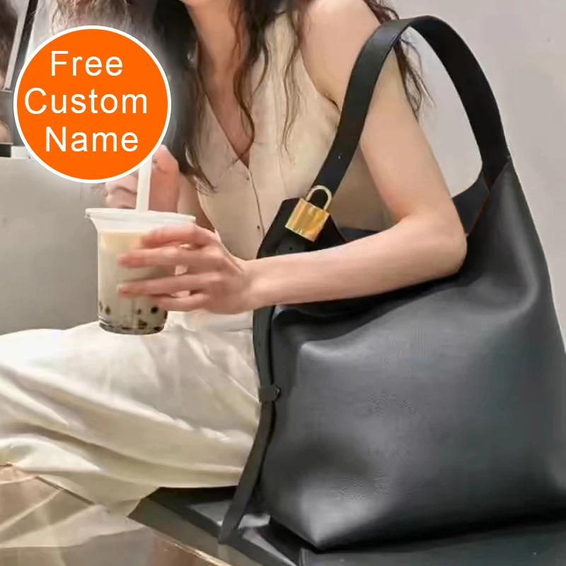 Free Custom Name Tote Bags For Women Luxury Designer Handbag Purses 2025 New In PU Lychee Texture Lock With Card Pocket Shoulder