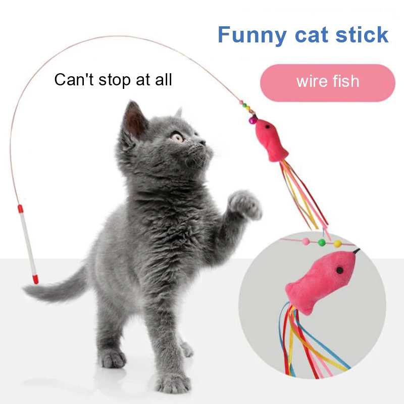 

Interactive Cat Toys Funny Feather Birds with Bells Kittens Play Teaser Stick Toys Cat Supplies Cat Accessories