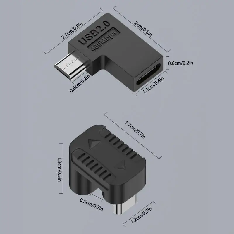 573A Адаптер Micro USB — USB C Преобразование передачи данных с микро USB на 90 градусов в тип C