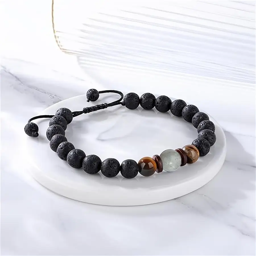 1/5/10/20/50/100 unidades [Pulsera para hombre con piedra lunar] Pulsera ajustable para hombre con colgante de piedra lunar: un regalo original para hombres, ideal para graduaciones.