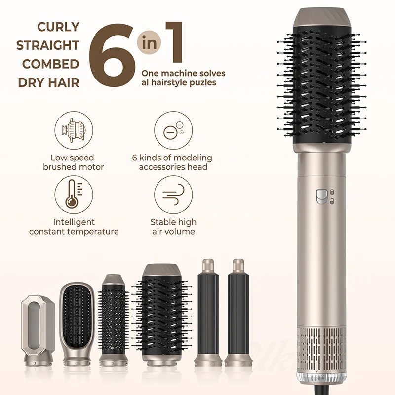 

6 in 1 Hair Dryer,Multi Styling Tool,Straightener & 32mm Curling 300 Million Negative Ions Hair Care 1-3 Mins Quick Drying Gifts