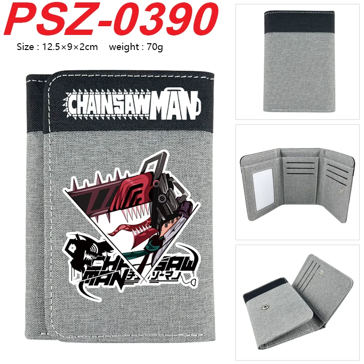 Chainsaw Man Cartoon Short Wallet  Anime fold Button  Wallet Student gifts