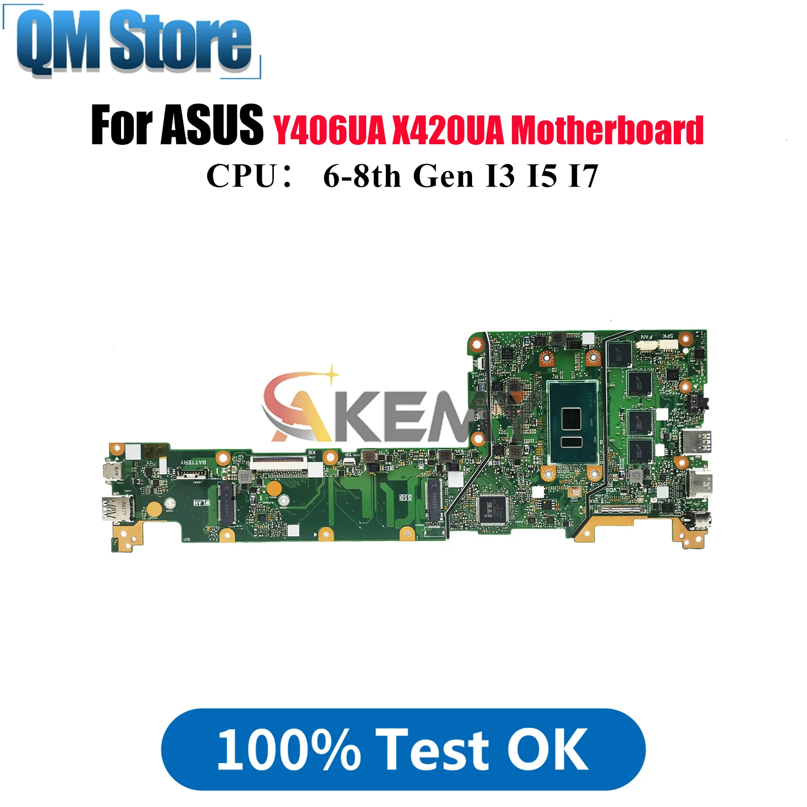 

X420UA Laptop Motherboard For ASUS VivoBook Y406UA X420UA X420U Notebook Mainboard With I3 I5 I7 CPU 100% tests OK fast shipping