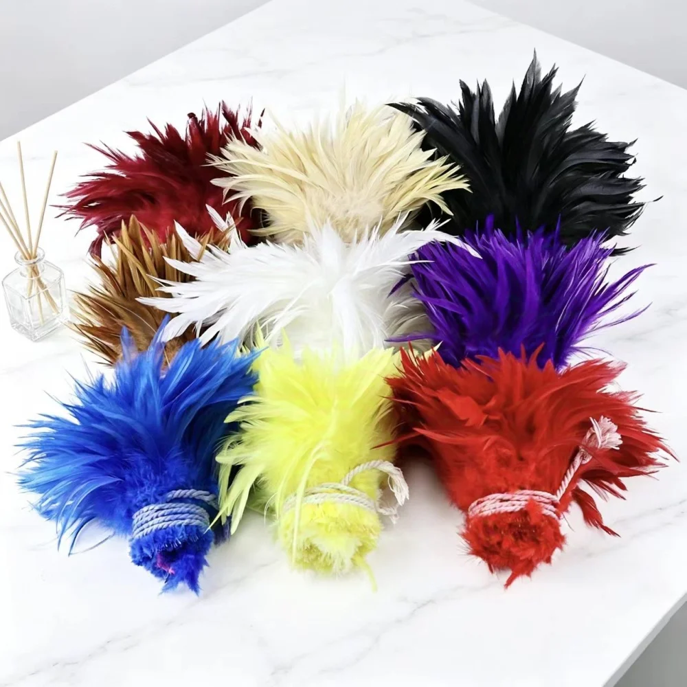 Wholesale Natural Rooster Saddle Feathers Strung 12-15cm DIY Craft Supplies Sewing Fringe Plume Strips for Home Decor Millinery