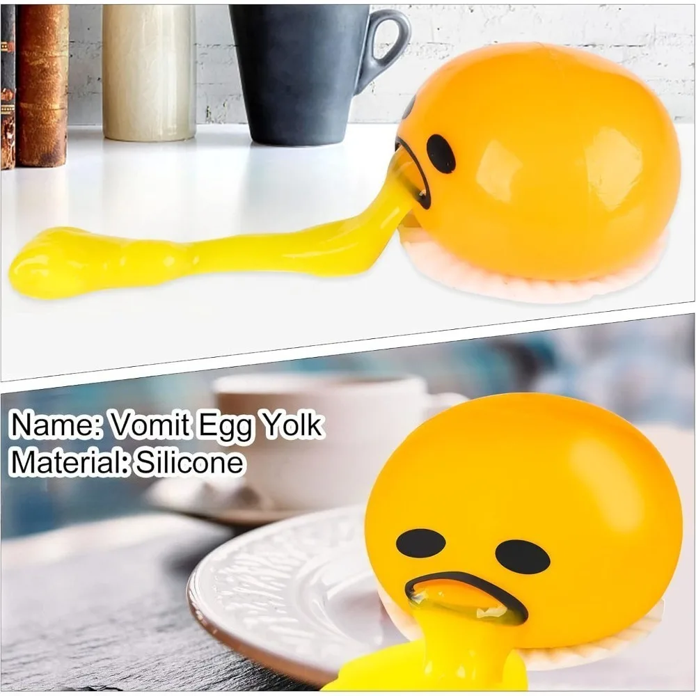 Balle anti-Stress drôle en jaune d'œuf, 2 pièces, jouet à presser pour soulager l'anxiété, jouet sensoriel Squishy Fidget pour enfants et adultes, cadeau Gag