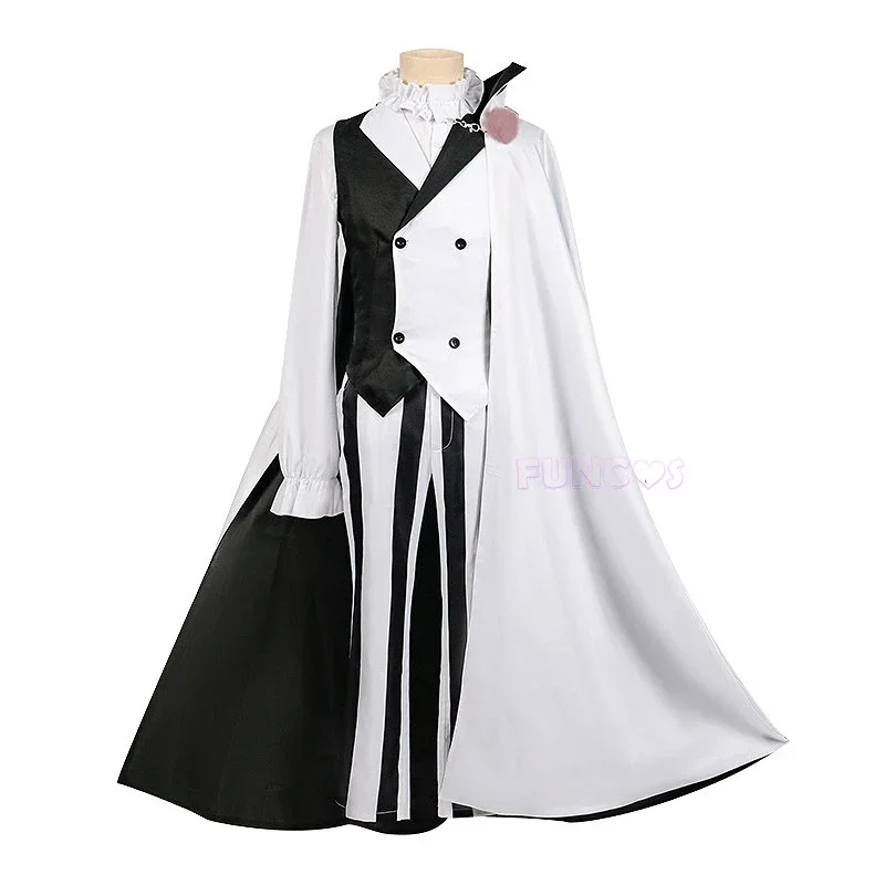 Nikolai Gogol Cosplay Costume Hat Wig Bungo Stray Dogs Season 4 Cloak Anime The Overcoat White Black Uniform Gloves Eye Patch