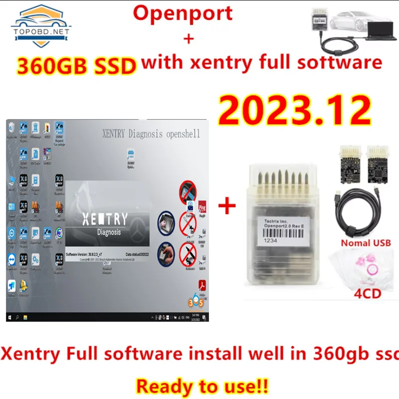 2023.12 Diagnostic Software Xentry 2023.12 Full Xentry Software Vedia.m DT.S WI.S EP.C Installed Well in 360gb SSD with Openport