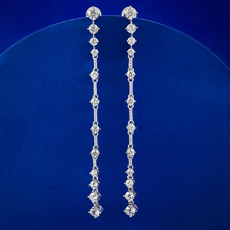 High carbon diamond ear line women's evening party European and American style linear diamond s925 silver ear nail