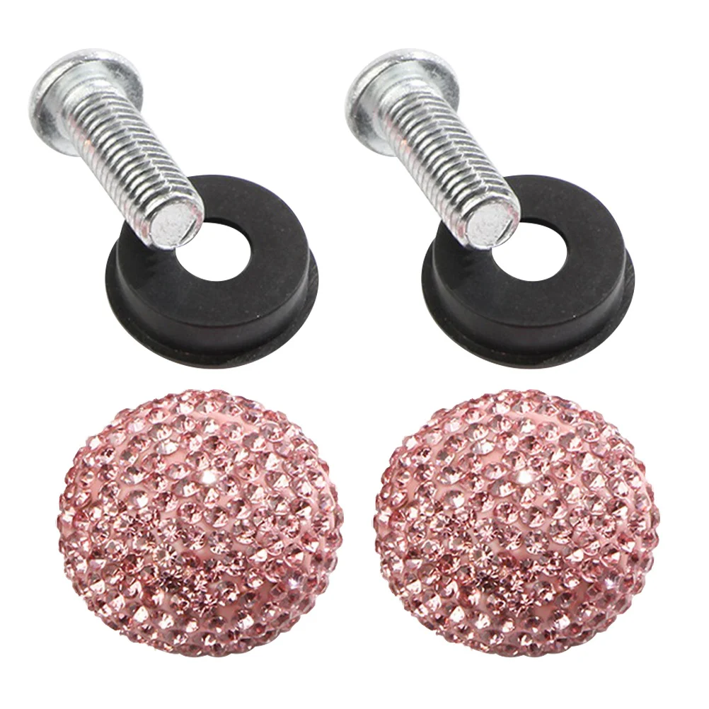 

Rhinestone Caps Nuts Bolt For Vehicle For License Plate Fasteners Anti-Theft Vehicle Nuts Bolts Car Styling Pink