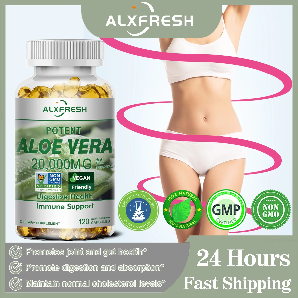 Aloe Vera Capsule Supplement Supports Digestive Health Regulates Sugar Metabolism Beauty Treatment Immune System