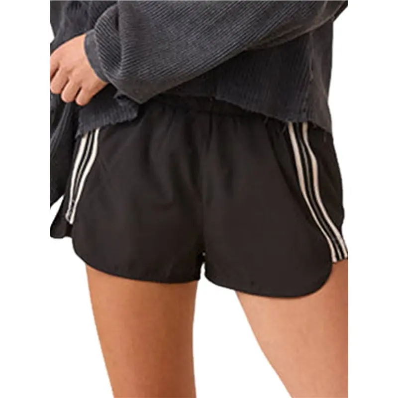 

CYL-Women's Y2k Striped Sweat Shorts Wide Leg Lounge Shorts Track Basketball Shorts