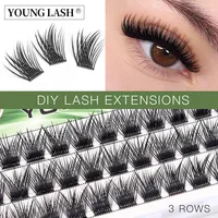 Pestañas YOUNG LASH DIY, extensiones de pestañas en racimo, rizo C D, ventiladores de volumen prefabricados, pestañas postizas rusas, maquillaje Natural