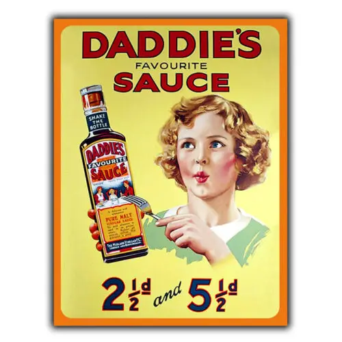 DADDIES FAVOURITE SAUCE Retro Advert METAL WALL SIGN PLAQUE Kitchen poster print-Aluminum
