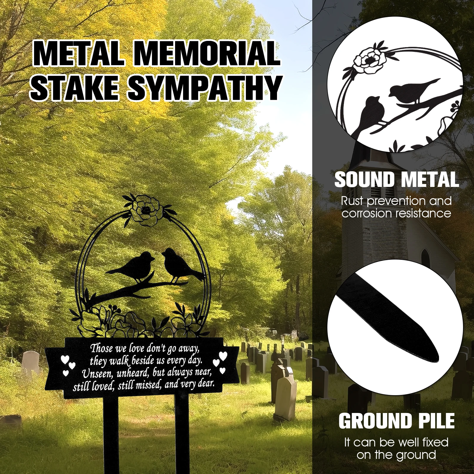 Metal Memorial Stake Rust-proof Sympathy Bird Grave Memorial Plaques  New Meaningful Markers Outdoor Cemetery Garden Decoration