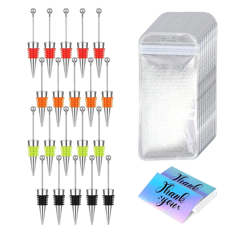 

High Quality-60 Pcs Beadable Wine Stoppers For Wine Bottles Wine Saver Bottle Stopper Silicone Wine Stopper For Beverage Gifts,6