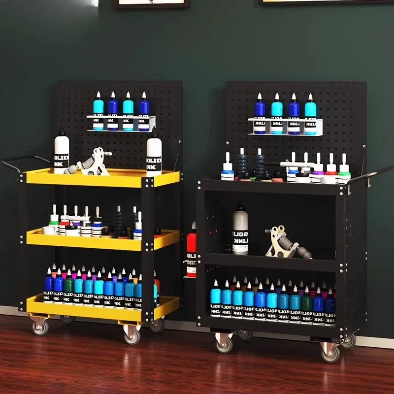 Auto tool cart trolley workshop hardware tool cabinet 3-layer multi-functional movable iron toolbox