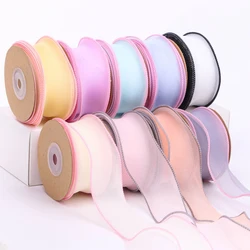 10 Yards 40MM 70MM Chiffon Color Edge Double-Sided Ribbon DIY Handmade Material Hair Bows DIY Crafts Accessories Gift Wrapping