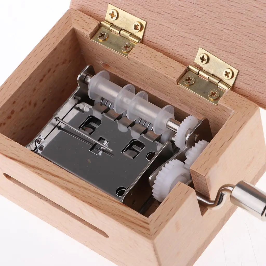 Hand Crank Wooden Music Box Craft DIY Paper Tape Movement Retro Melodies for Valentine Birthday Gift