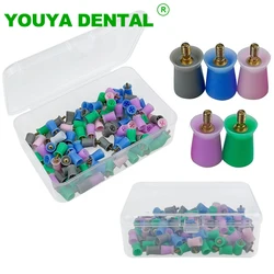 100pcs/Box Dental Prophylaxis Brush Cup Colorful Tooth Polishing Cup Screw-In Bristle Polisher Head Teeth Whitening Dentist Tool