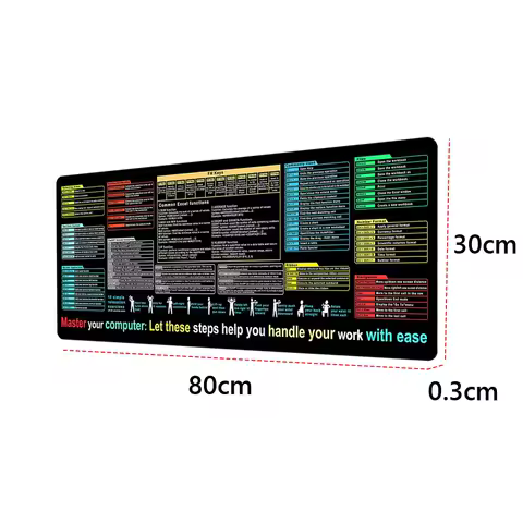 Waterproof Mouse Pad 30x80cm Excel Mouse Pad Practical Large Desk Mat Cheat Sheet Gaming Mousepad for Keyboard and Mouse