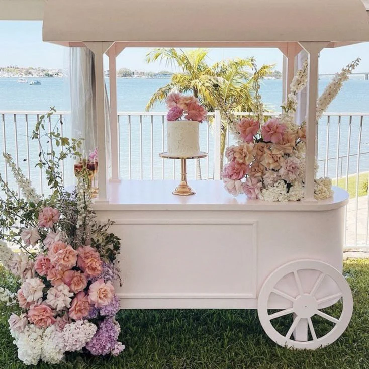 

Wooden Candy Cart With Wheels For Parties Event Backdrop Cart Wedding